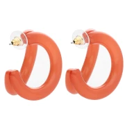 Double-wired 35.5 mm resin hoop earrings - Terracotta x2