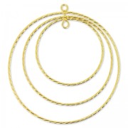 Pendant with 3 twisted ring articulated 54 mm Fine Gold plated x1|raw }}