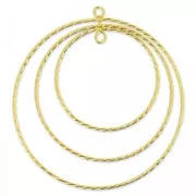 Pendant with 3 twisted ring articulated 54 mm Fine Gold plated x1