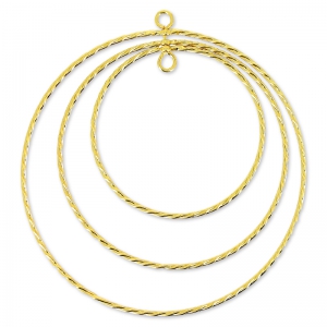 Pendant with 3 twisted ring articulated 54 mm Fine Gold plated x1