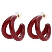 Double hoop earrings 35.5 mm resin - Burgundy x2