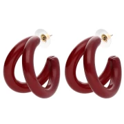 Double hoop earrings 35.5 mm resin - Burgundy x2