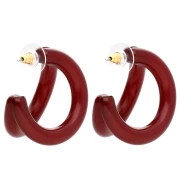 Double hoop earrings 35.5 mm resin - Burgundy x2