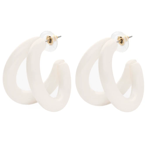 Double hoop earrings 35.5 mm resin - Ecru x2