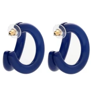 Double-threaded 35.5 mm resin hoop earrings - Dark blue x2