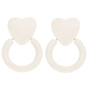 Resin heart and hoop earrings 49x35 mm - Ecru x2