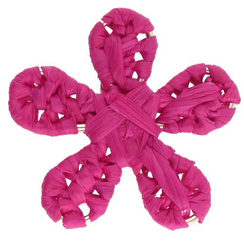 31 mm raffia flower pendant - Fuschia x1