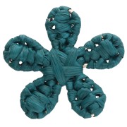 31 mm raffia flower pendant - Duck blue x1