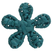 31 mm raffia flower pendant - Duck blue x1