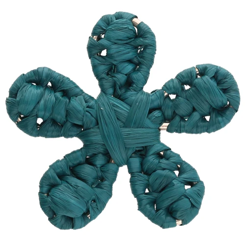 31 mm raffia flower pendant - Duck blue x1