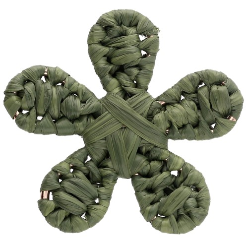 31 mm raffia flower pendant - Khaki x1