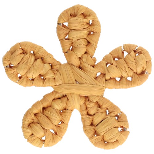 31 mm raffia flower pendant - Saffron x1