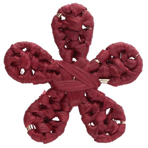 31 mm raffia flower pendant - Burgundy x1