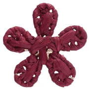 31 mm raffia flower pendant - Burgundy x1