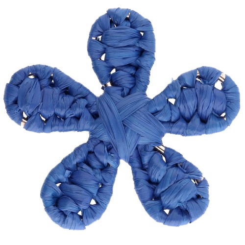 31 mm raffia flower pendant - Royal Blue x1