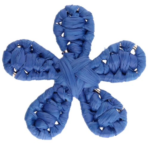 31 mm raffia flower pendant - Royal Blue x1
