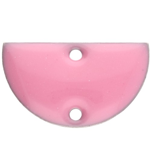 Metal dividers - half-moon - 2 holes epoxy resin 10x17 mm - Pink x6