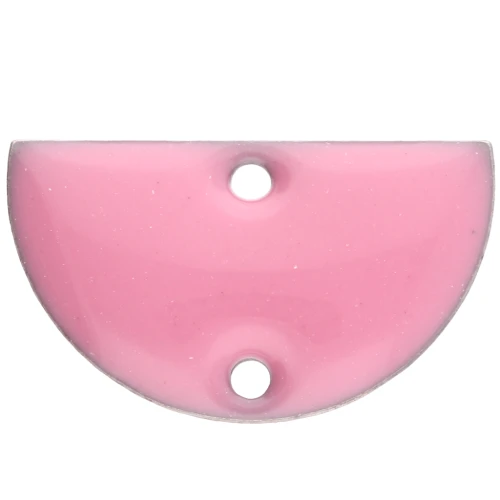 Metal dividers - half-moon - 2 holes epoxy resin 10x17 mm - Pink x6