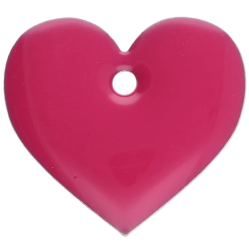 Metal and epoxy resin hearts 12x13 mm - Fluorescent pink x6