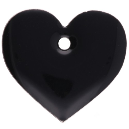 Metal and epoxy resin hearts - 12x13 mm - Black x6