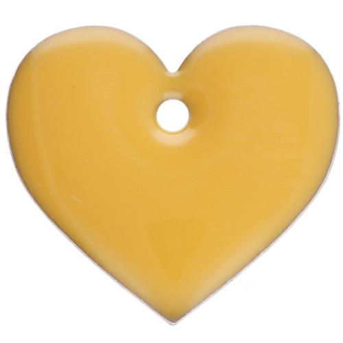 Metal and epoxy resin hearts - 12x13 mm - Yellow x6