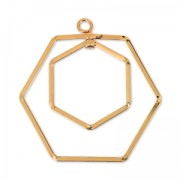 Hexagons wivels pendant 30 mm doré rose HQ x1|raw }}
