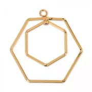 Hexagons wivels pendant 30 mm doré rose HQ x1
