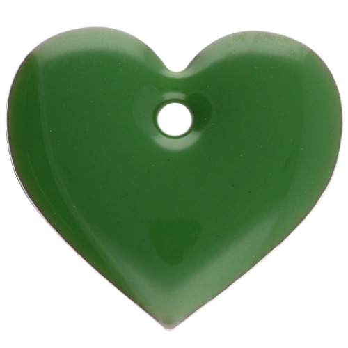 Metal and epoxy resin hearts - 12x13 mm - Green x6