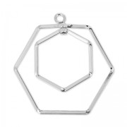 Hexagons wivels pendant 30 mm rhodié HQ x1