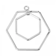 Hexagons wivels pendant 30 mm rhodié HQ x1