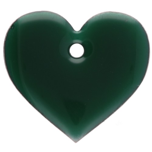 Metal and epoxy resin hearts - 12x13 mm - Fir green x6