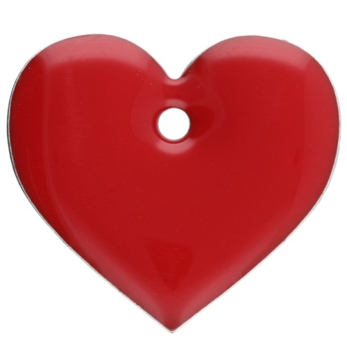 Metal and epoxy resin hearts - 12x13 mm - Bright red x6