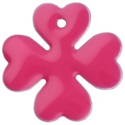 Sequins Clover in metal and epoxy resin 16 mm - Fluorescent pink x4