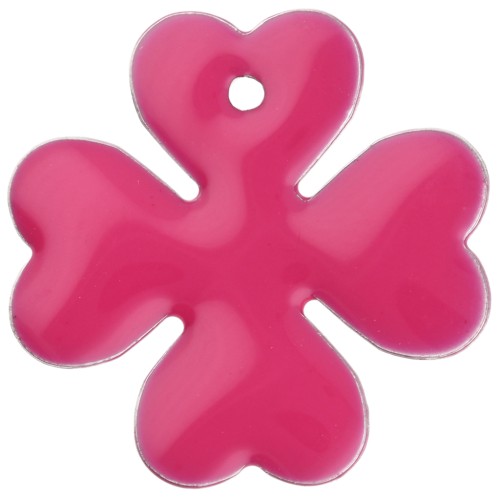 Sequins Clover in metal and epoxy resin 16 mm - Fluorescent pink x4