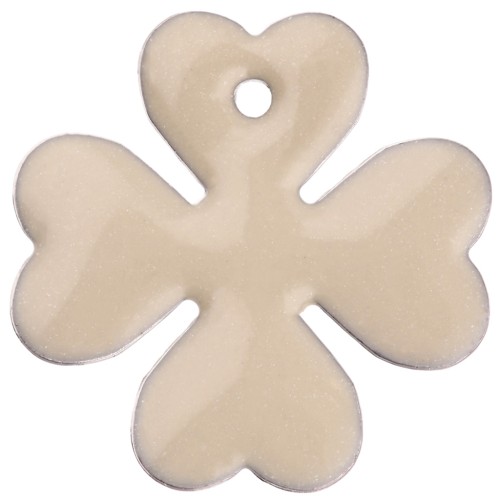 Sequins Clover in metal and epoxy resin 16 mm - Cream x4