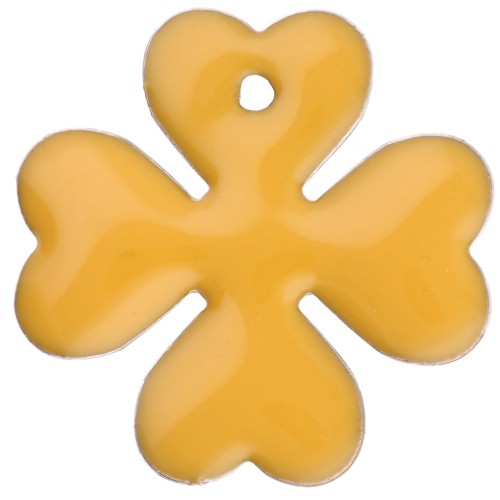 16 mm metal and epoxy resin clover sequin - Yellow x4