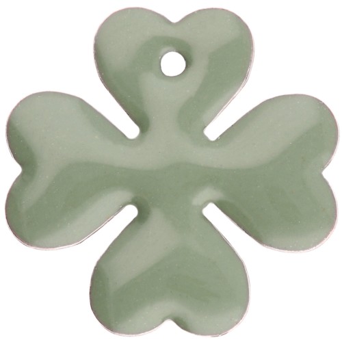 Sequins Clover in metal and epoxy resin 16 mm - Jade Green x4
