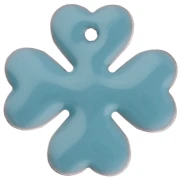 16 mm metal and epoxy resin clover sequin - Light blue x4