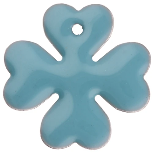16 mm metal and epoxy resin clover sequin - Light blue x4