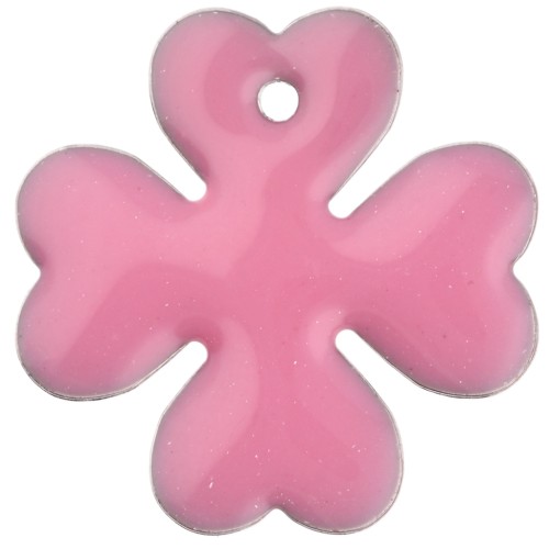 Sequins Clover in metal and epoxy resin 16 mm - Pink x4