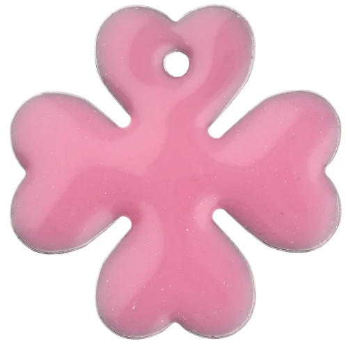 Sequins Clover in metal and epoxy resin 16 mm - Pink x4