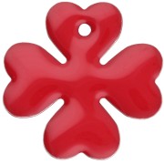 Metal and epoxy resin cloverleaf 16 mm - Bright red x4