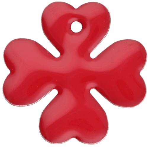 Metal and epoxy resin cloverleaf 16 mm - Bright red x4
