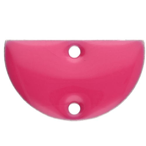 Metal dividers - half-moon - 2 holes epoxy resin 10x17mm Fluorescent pink x6
