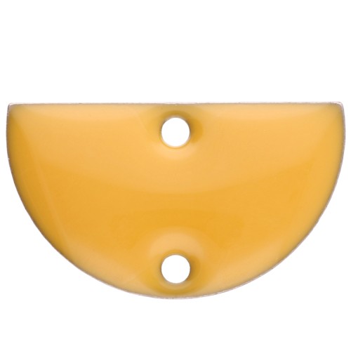 Metal dividers - half-moon - 2 holes epoxy resin 10x17 mm - Yellow x6