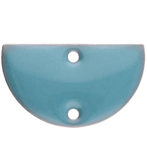Metal dividers - half-moon 2 holes epoxy resin 10x17 mm Light blue x6
