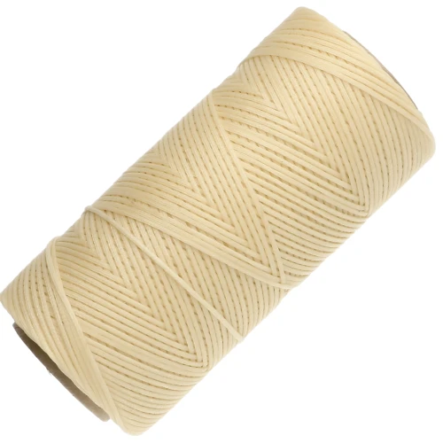 Linhasita Waxed Flat Yarn Spool for Macramé, 1.4 mm - Light Yellow (1) x 167 m