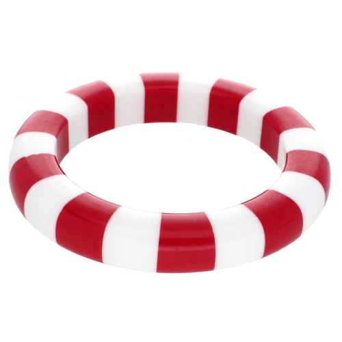 66 mm thick bead bracelet in opaque resin - White - Red x1