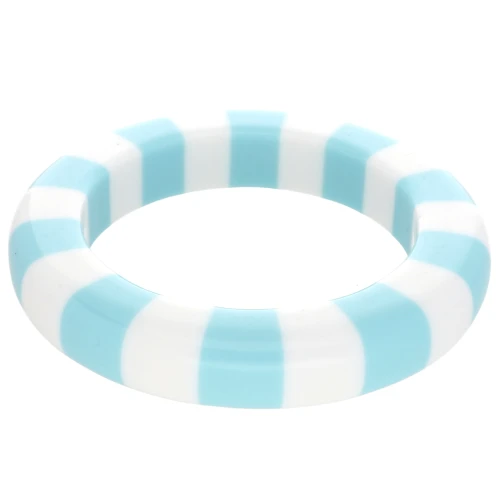 66 mm thick opaque resin bead bracelet - White - Sky Blue x1
