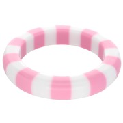 66 mm thick opaque resin bead bracelet - White - Pink x1
